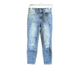 Judy Blue‎ Jeans Womens 27 Blue Relaxed Fit Distressed Stretch Denim JB8271 DK
